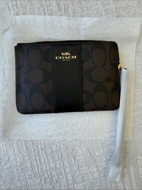 Coach Brown Wristlet Clutch